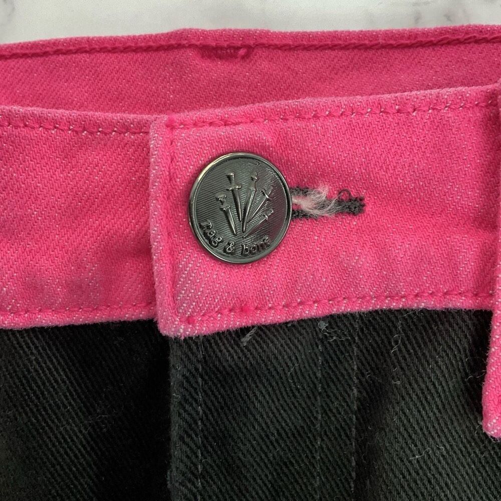 Rag & Bone Custom Cutoff Black Pink Ash Mom Denim Jean Shorts 26 - Picture 2 of 6
